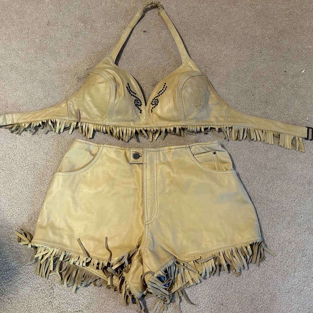 Leather Harley Davidson Bralette & Short Set